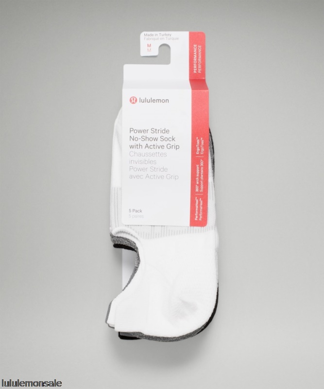 Lululemon Damen DELULU435 | Power Stride No-show Socke Mit Active Grip 5er-pack Nur Online Weiß